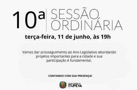 10ª Sessão Ordinária do ano é nesta terça-feira, 11