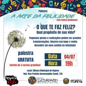 Câmara promove palestra “A Arte da Felicidade” no dia 4 de julho