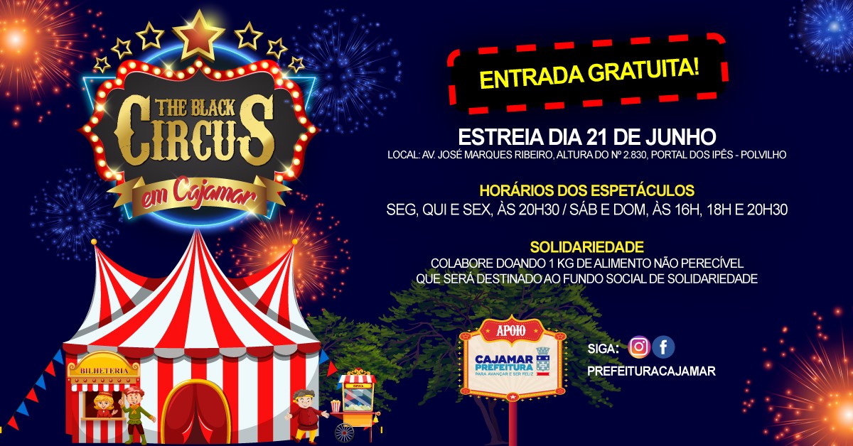 Circo Gratuito fará apresentações em Cajamar a partir do dia 21 de junho
