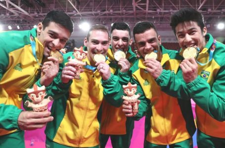 Brasil bate os EUA e é ouro por equipes na ginástica masculina