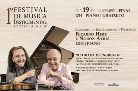 Final do 1º Festival Instrumental de Indaiatuba terá show com Nelson Ayres e Ricardo Herz em Indaiatuba