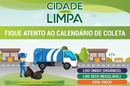 Cidade sempre limpa: fique atento ao calendário de coleta orgânica, reciclável e cata-treco em Itupeva