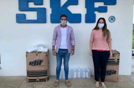 SKF doa máscaras de proteção e álcool em gel para ações do coronavírus em Cajamar