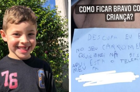 ‘Fiquei preocupado, mas o bem vai e volta’, diz criança que caiu de bicicleta, riscou carro e deixou bilhete de desculpas