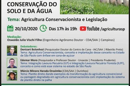 Ciclo de palestras nesta terça (20) debate agricultura conservacionista e legislação